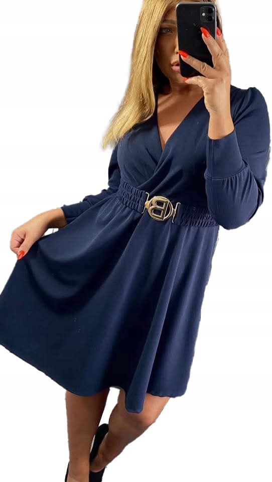 Elegantní glamour midi zavinovací Šaty s volánkovým páskem, vel. 42