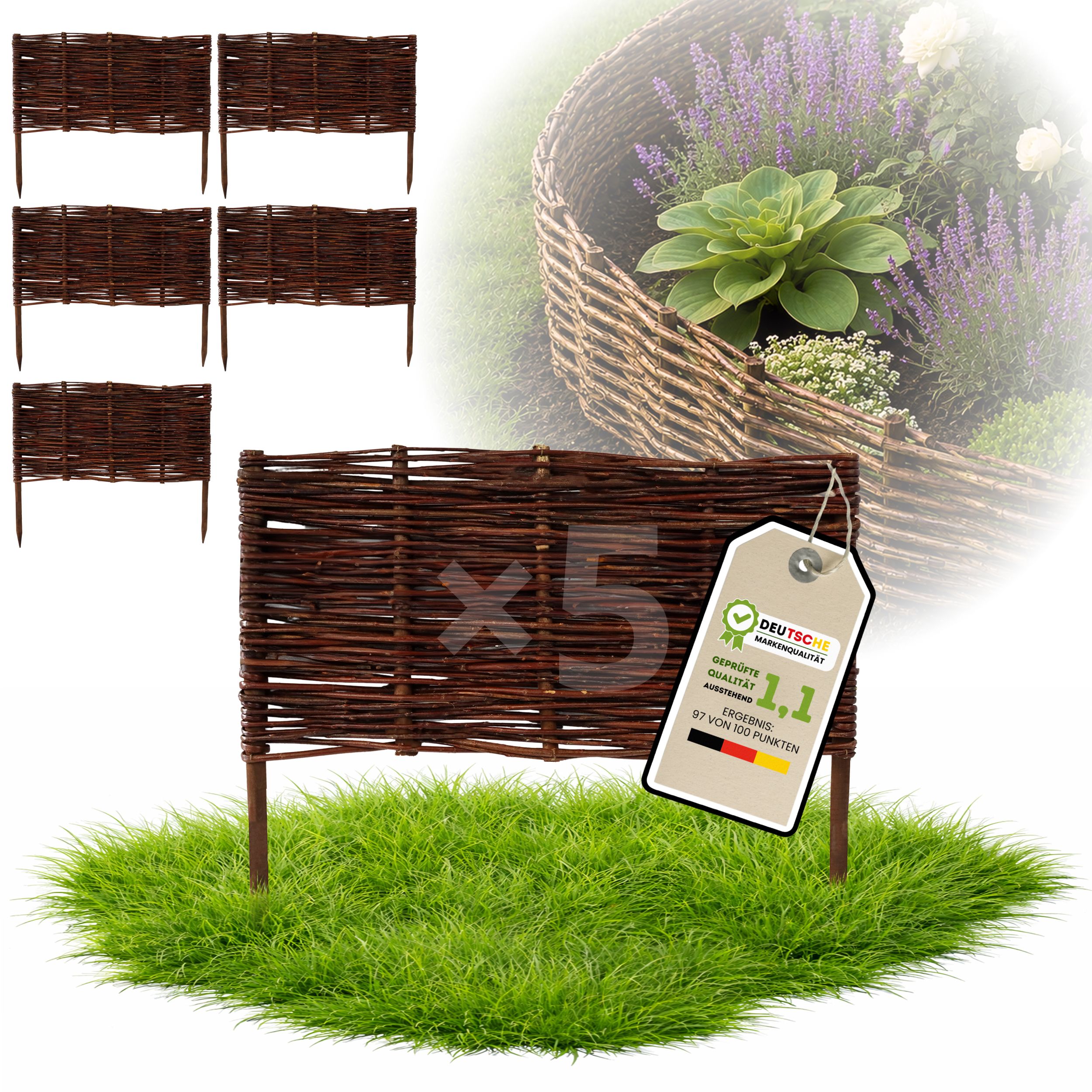 5 kusů Palisáda, plot trávníkový lem 40/60 cm Výrobce