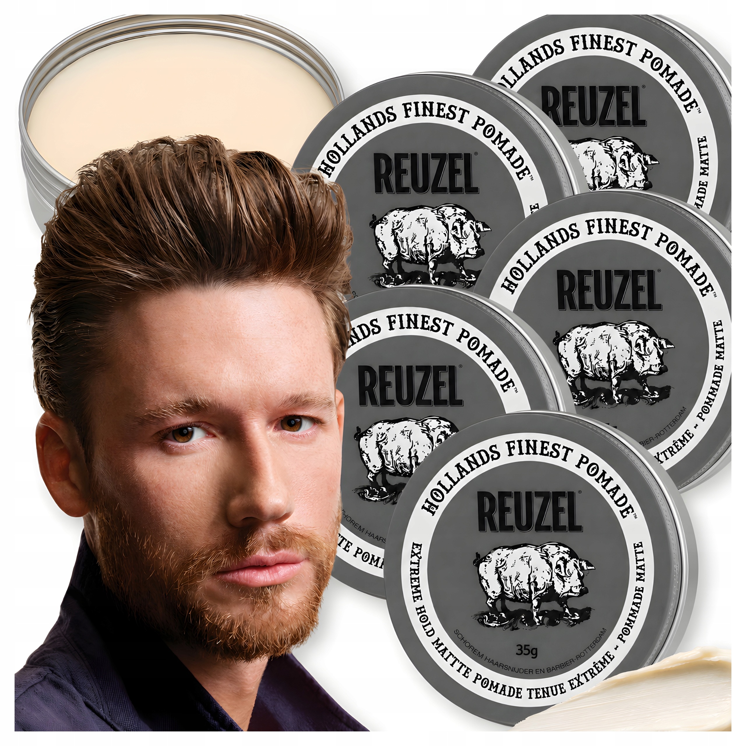 5 x Matná Pomáda Na Vlasy Silný Úchop Reuzel Extreme Hold Matt Pomade 35 g
