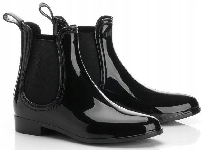 1726 KRÓTKIE KALOSZE LAKIEROWANE GUMA CZARNE 40 Marka inna