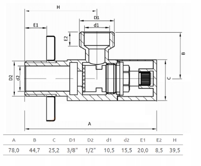 ZAWÓR KUREK KĄTOWY DO UMYWALKI BATERII Z GŁOWICĄ CERAMICZNĄ 1/2"x3/8" CHROM Stan opakowania oryginalne