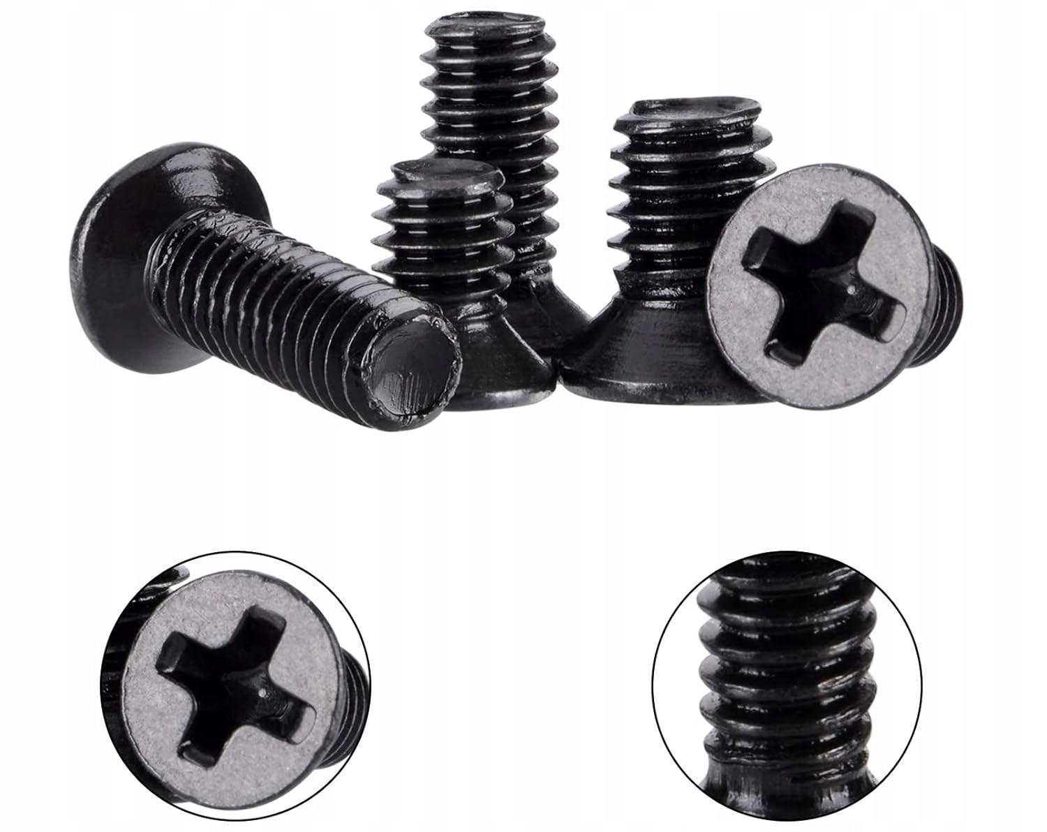 CZARNE ŚRUBKI WKRĘTY DO LAPTOPÓW M2 M2,5 M3 500SZT + ETUI Rodzaj śruby, wkręty