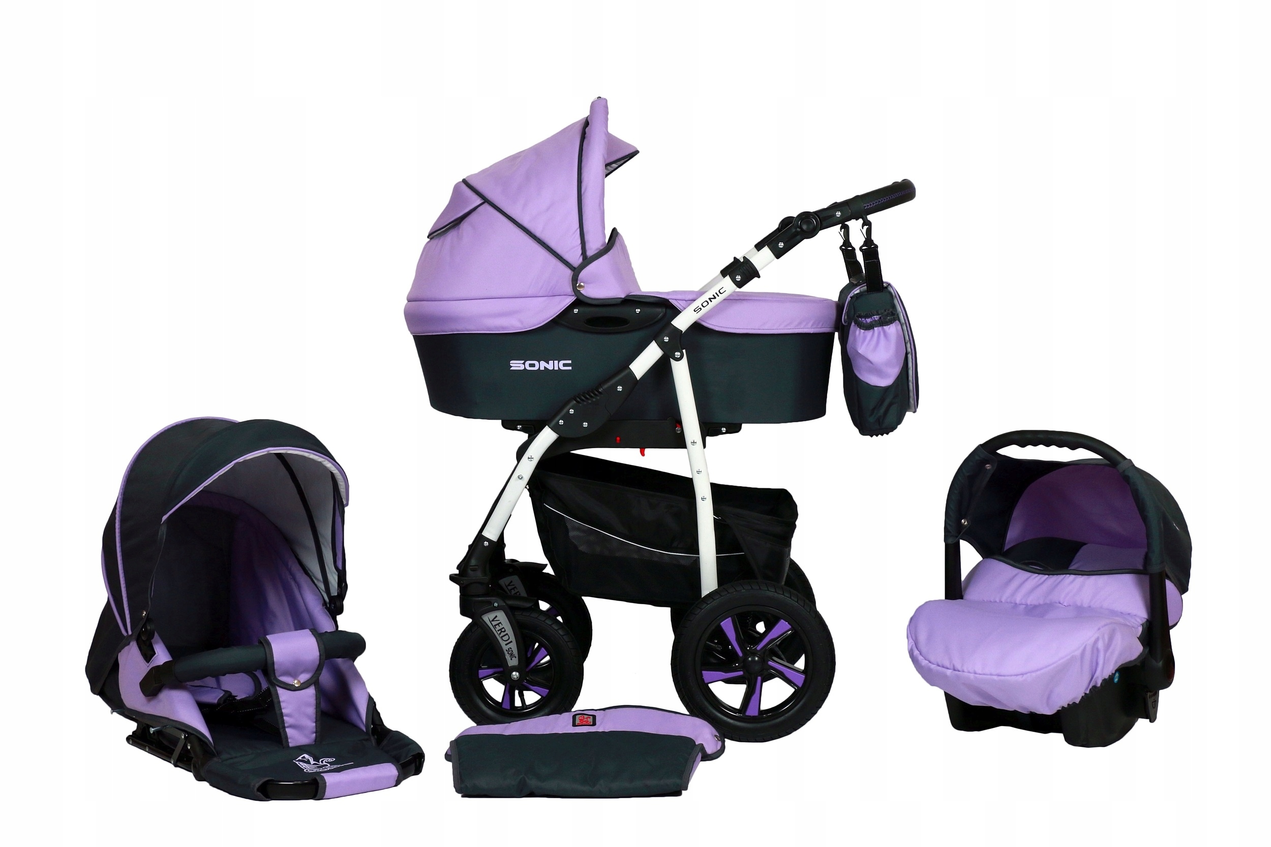 WÓZEK DZIECIĘCY VERDI SONIC 3W1+ TORBA + AKCESORIA