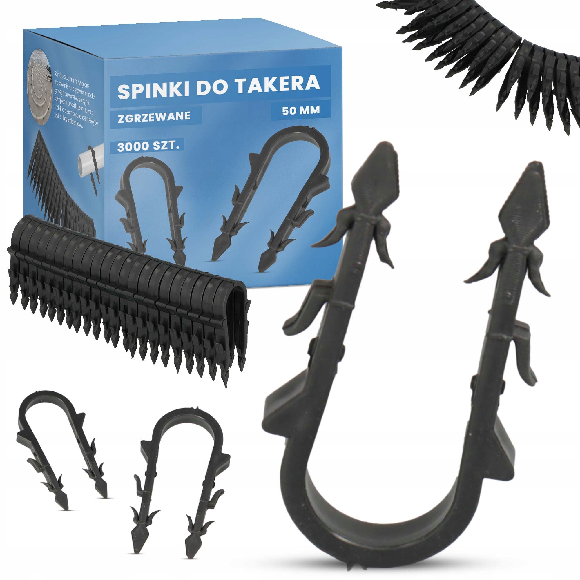 3000 x Sponky Klipsy Podlahové 50 Takera Zvárané Upevnenie Pex Ohrieva Kx