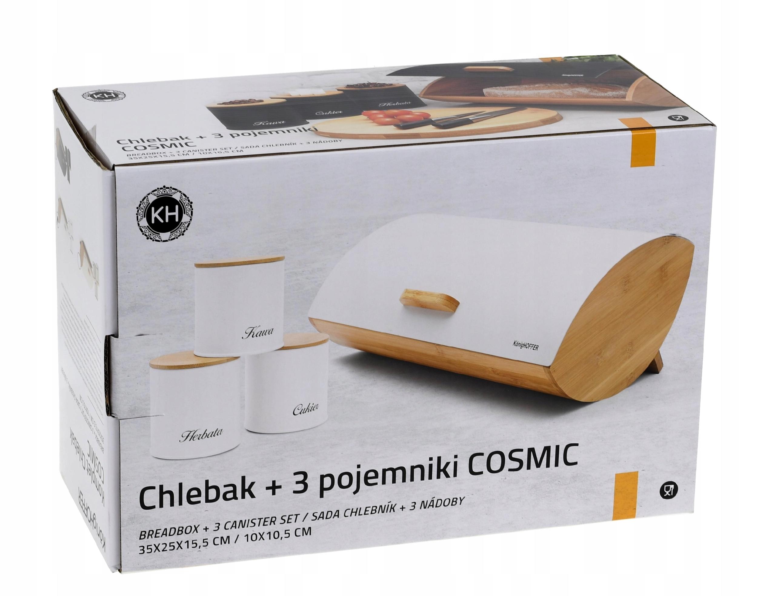 Zestaw CHLEBAK + Pojemniki na Kawę Herbatę Cukier Linia CARPI