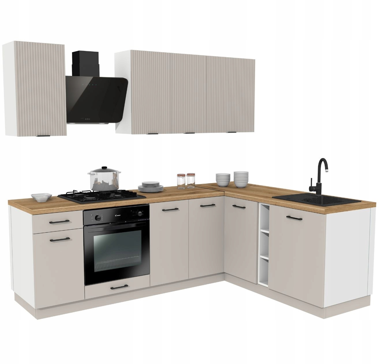 Rohová kuchyňská sada Mix 240/180 Kašmír a Ryfla s deskou