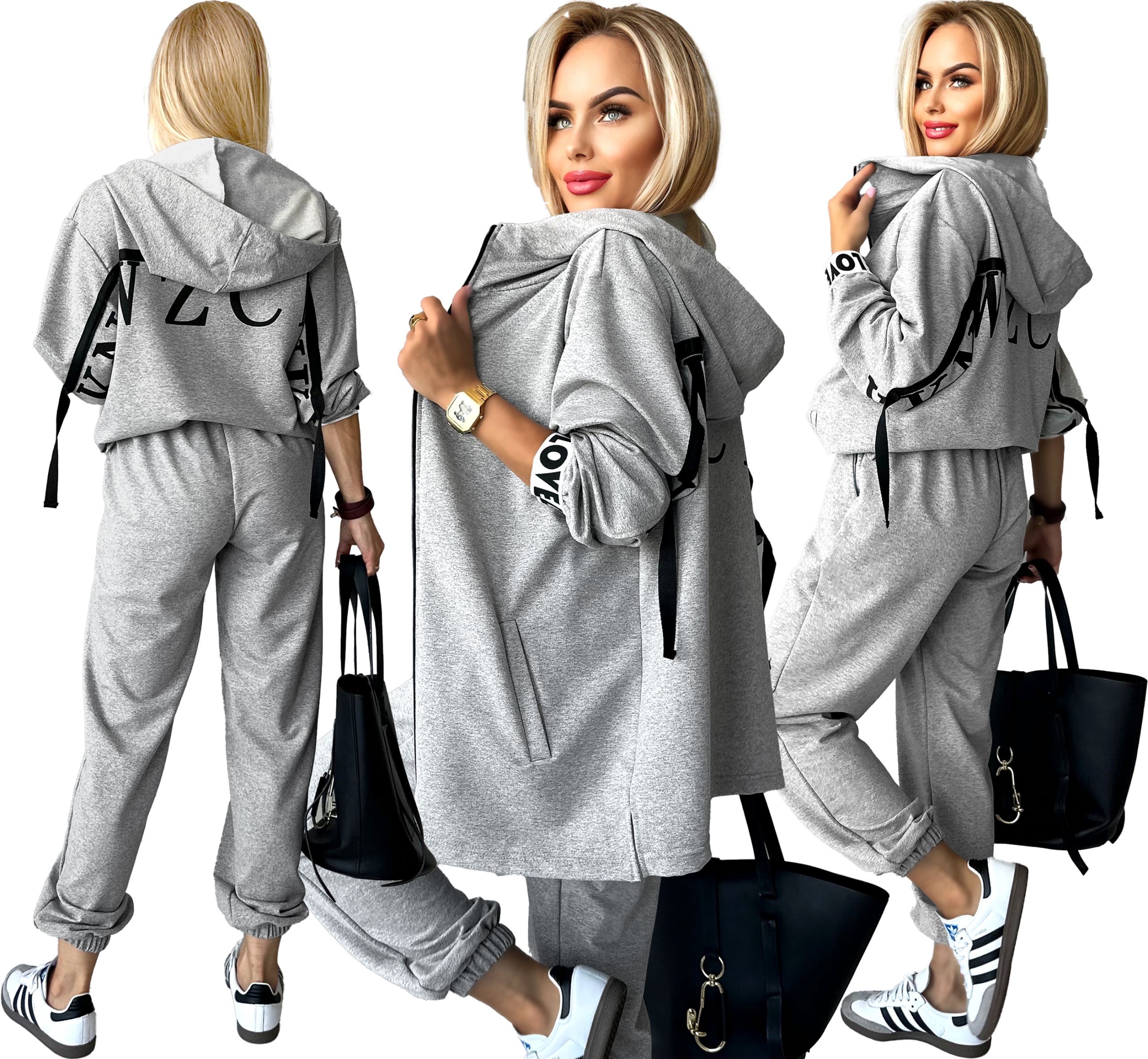 Teplákovka dámský Tepláková Souprava rozepínací mikina kalhoty s nápisy L Alicia