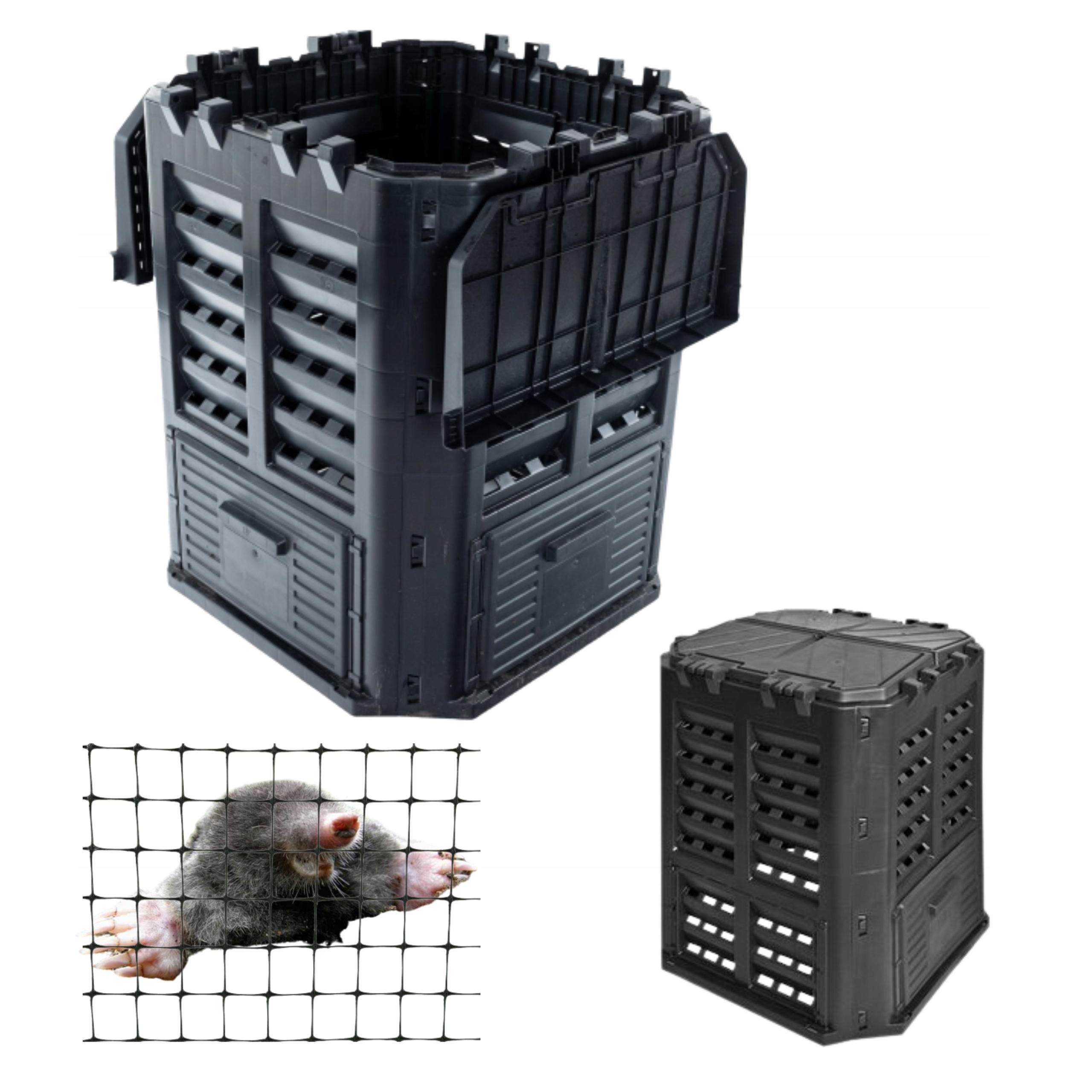 KOMPOSTOWNIK MODUŁOWY CZARNY OGRODOWY 360 CAŁY ROK