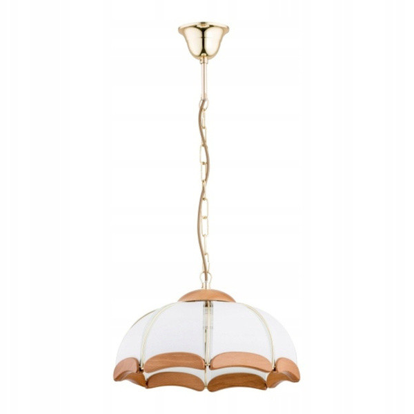 Klasická závěsná lampa zlatá bílá dřevěná do jídelny obývacího pokoje 32 cm Alfa