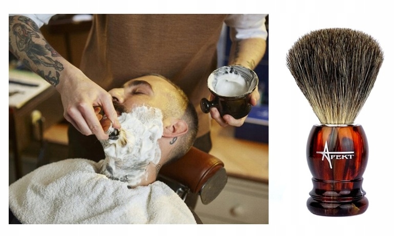 PĘDZEL DO GOLENIA NATULANE WŁOSIE + STOJAK KLASYCZNY PĘDZEL Model 9BA