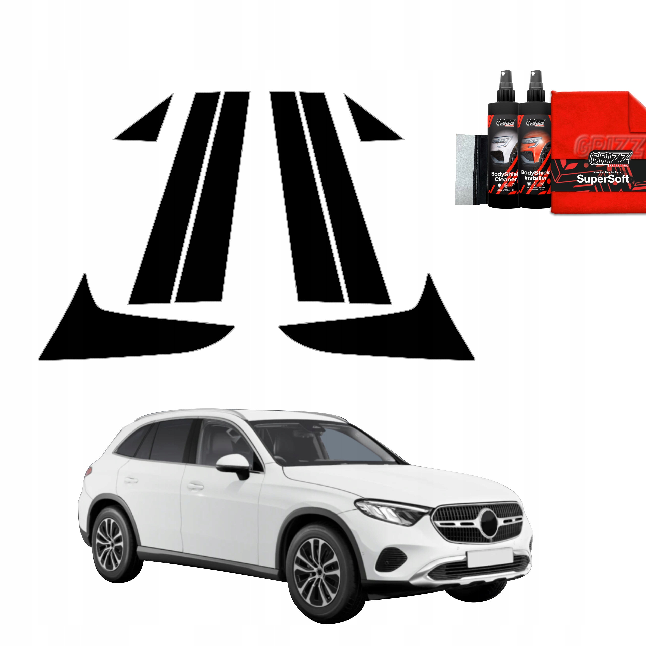 8v1 Černá fólie na sloupky pro Mercedes Glc Wagon (2025)