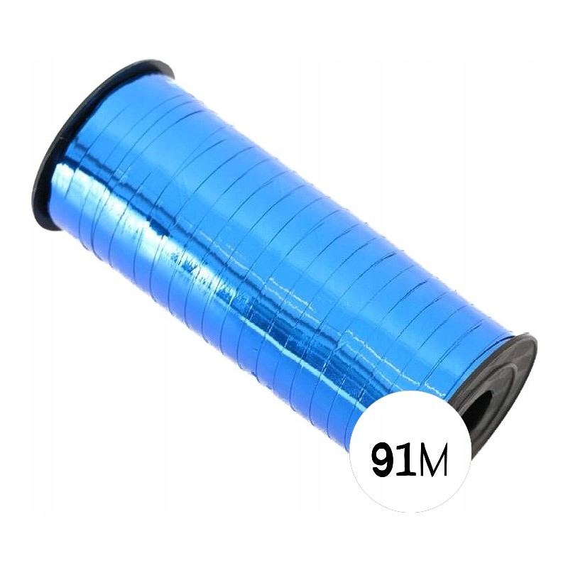 WSTĄŻKA DO BALONÓW PLASTIKOWA TASIEMKA 91M NIEBIESKA 5MM METALICZNA OZDOBA Stan opakowania oryginalne