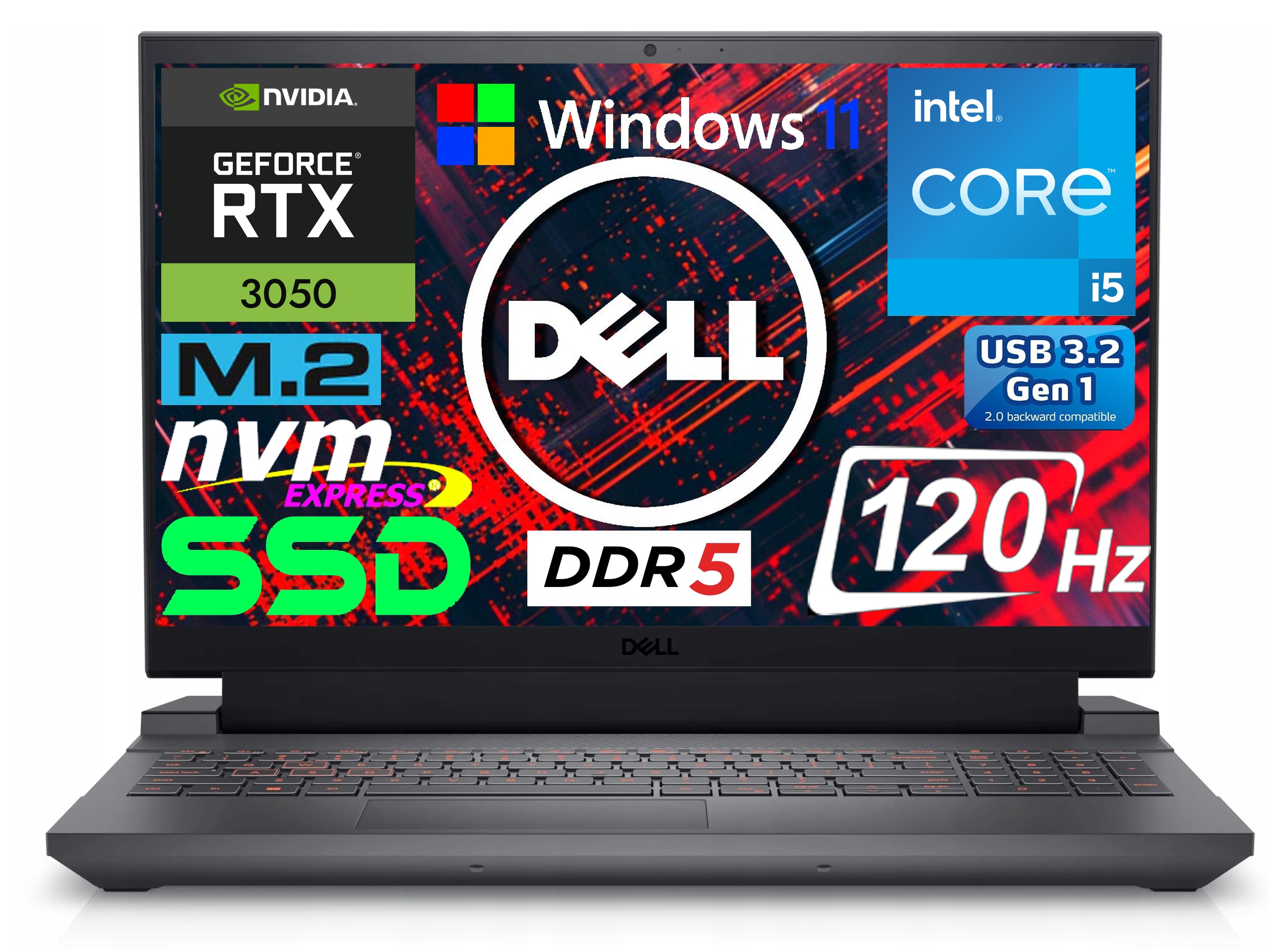 Gamingowy laptop Dell G15 5530 i5-13450HX 120Hz 16GB 2TB Ssd RTX3050 W11