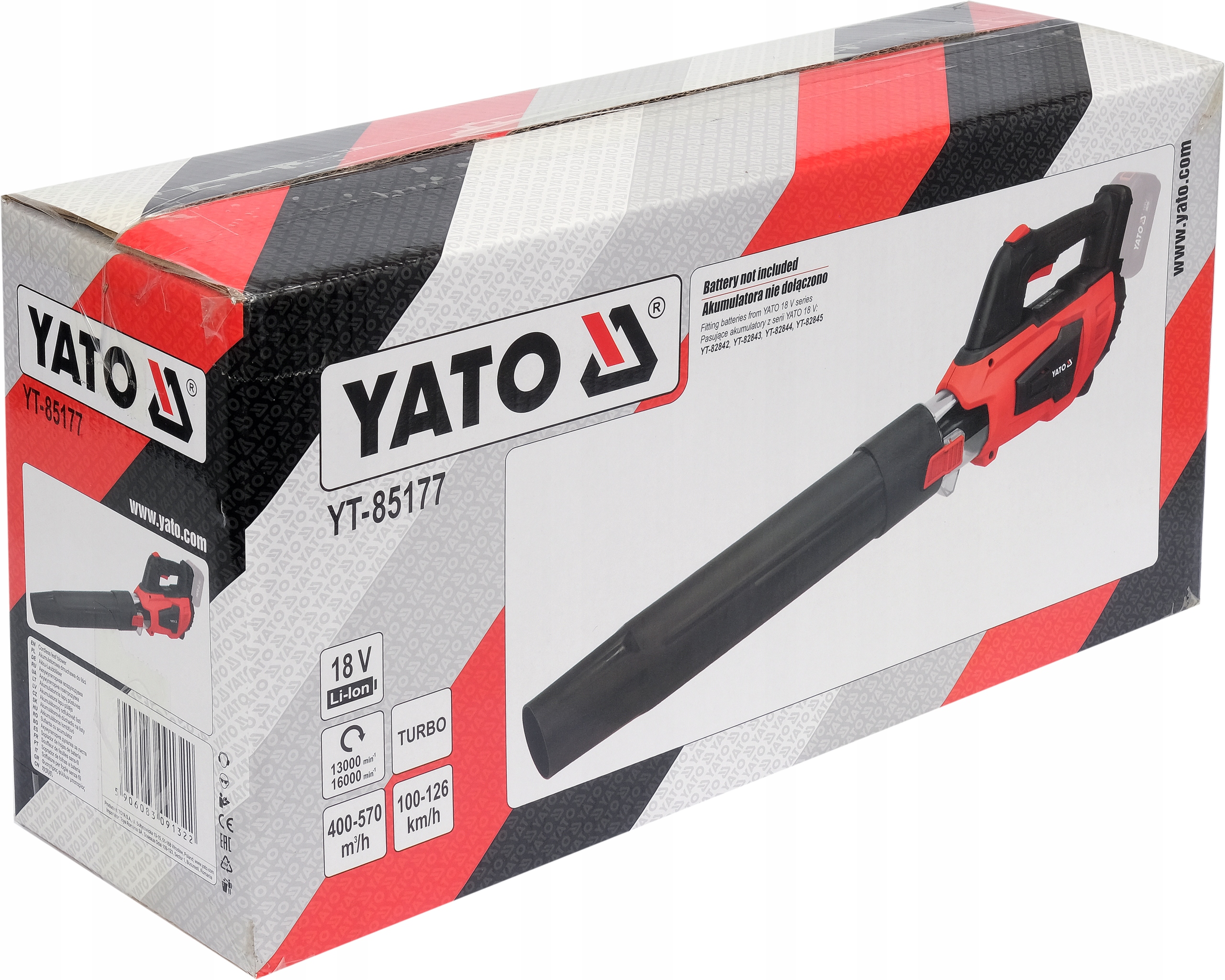 YATO DMUCHAWA AKUMULATOROWA DO LIŚCI 18V KORPUS BEZ AKUMULATORA EAN (GTIN) 5906083091322