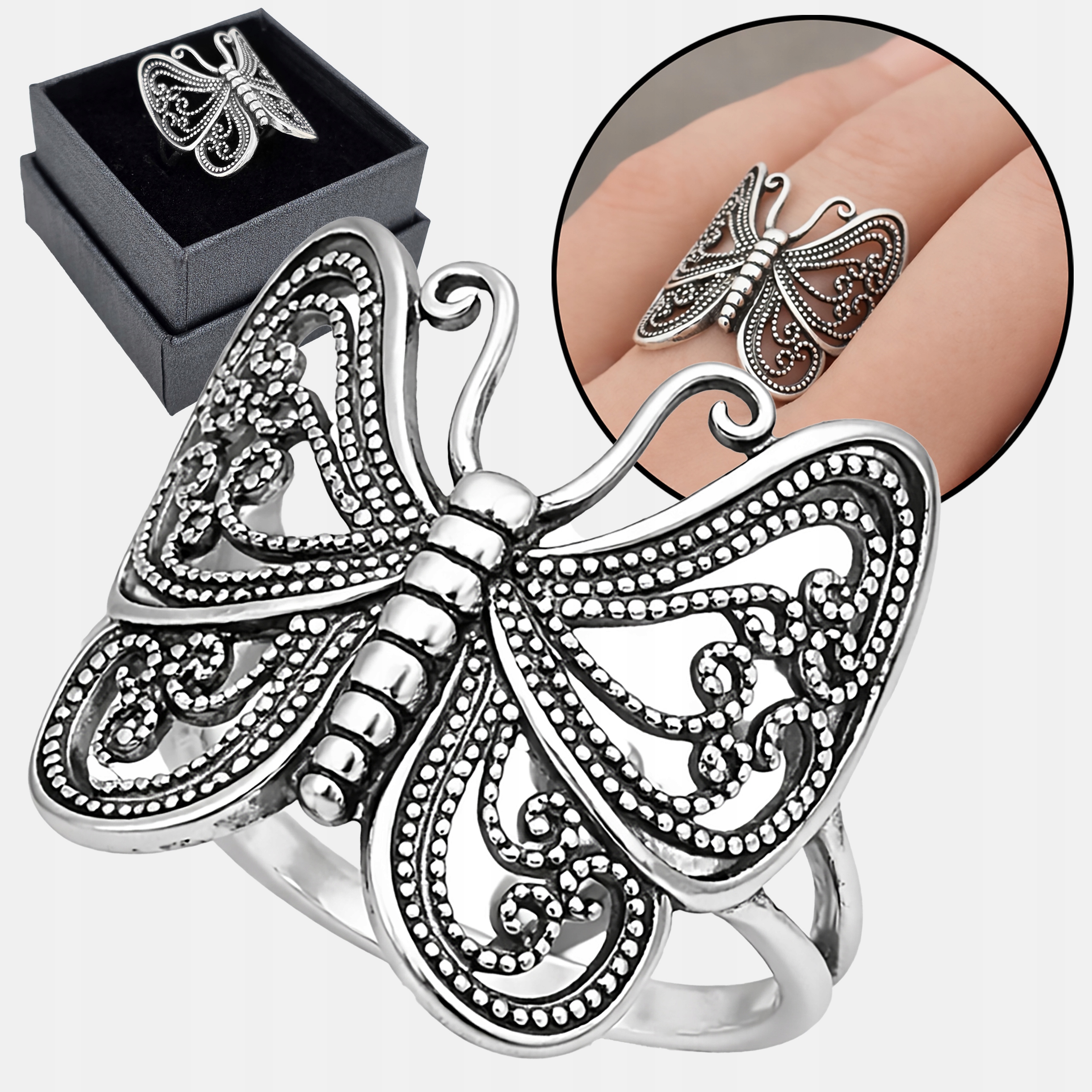 Prstýnek ryzost 925 Elegantní Motýl Prsten jako Dárek vel.