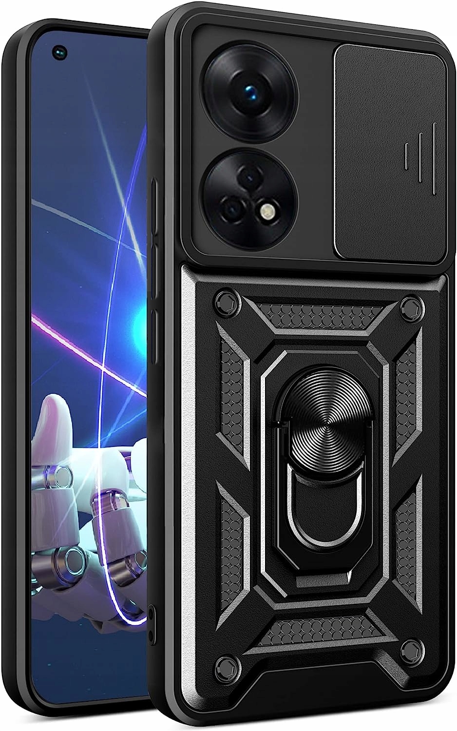

Etui Pancerne Slide Ring do Oppo Reno 8T Szkło