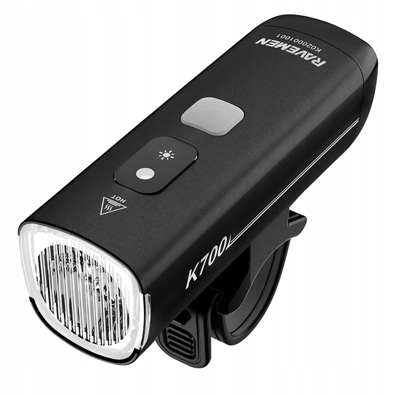 Ravemen K700 Lampka rowerowa przednia Ai, czarna, 700 lumenów Usb C