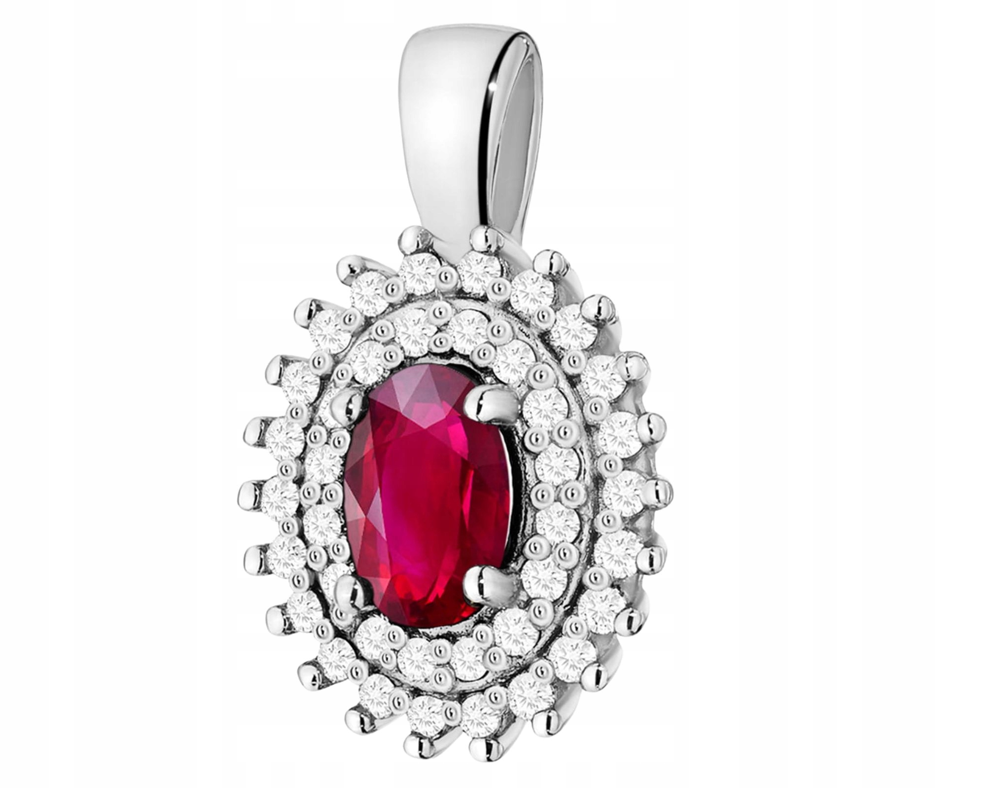 Bílé Zlato Přívěsek Rubín Brilianty 585
