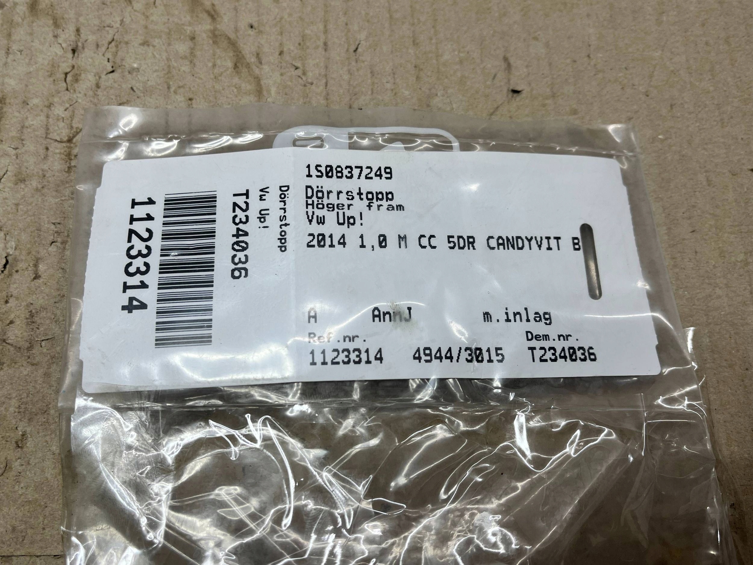 limiter door przednich Volkswagen Up 1S0837249