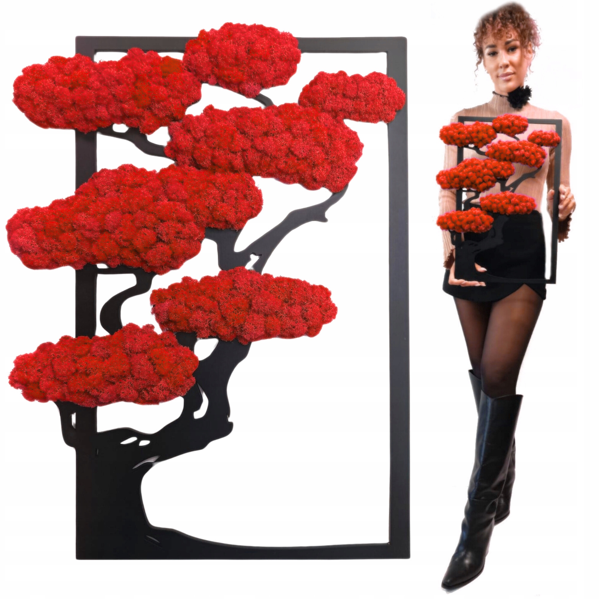 Dekorativní Stromek Obraz z Mechu ve tvaru stromku k zavěšení 31x50 cm