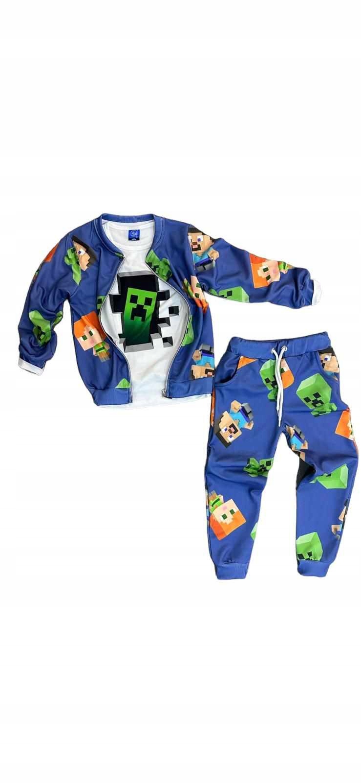 Dres MINECRAFT komplet 3 cz bluza spodnie 98/104 cm 3-4 lata