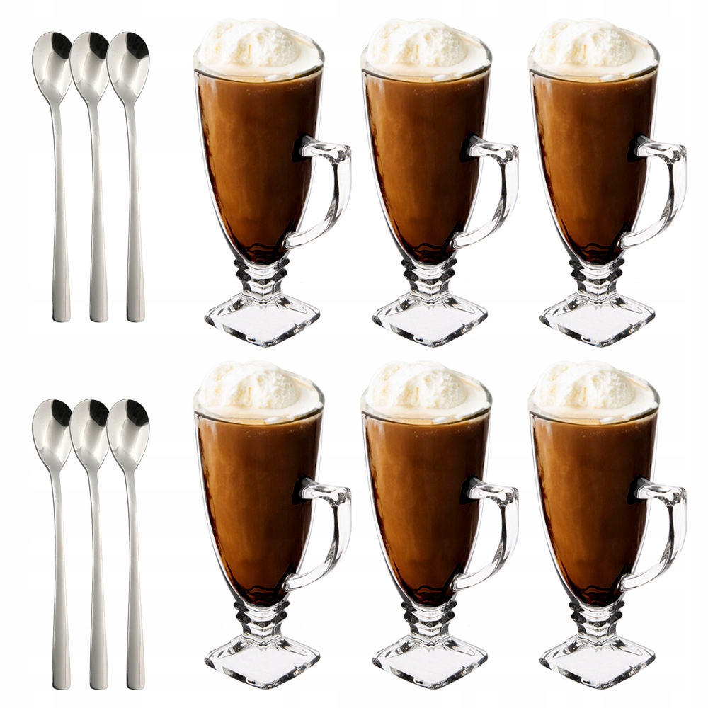 

Zestaw 6 szklanek Caffee Latte 260ml łyżeczki