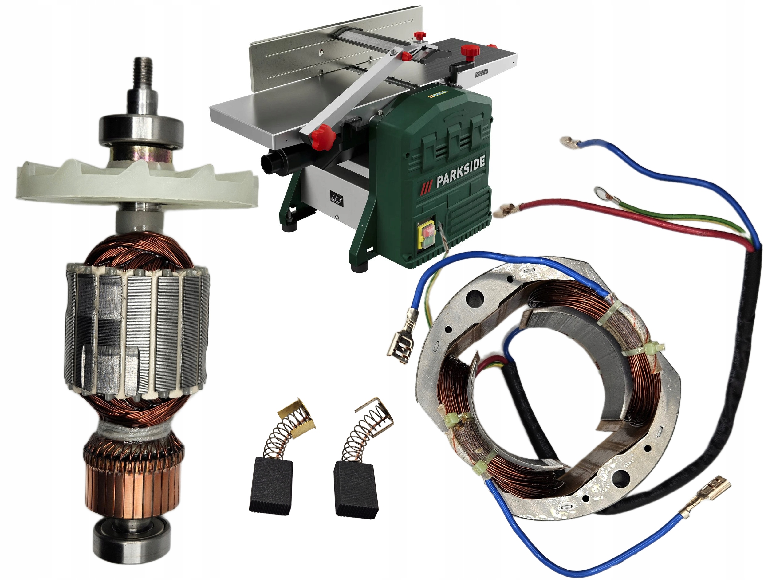 Wirnik, stojan silnika, szczotki – strugarka Parkside Padm 1250 A1 Silnik