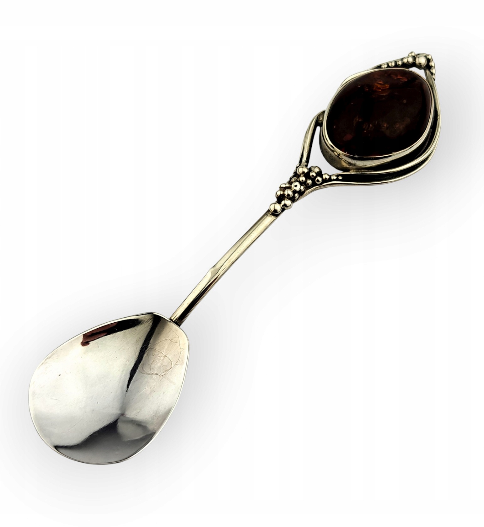 Stříbrná Lžička S Jantarem Dárek Suvenýr