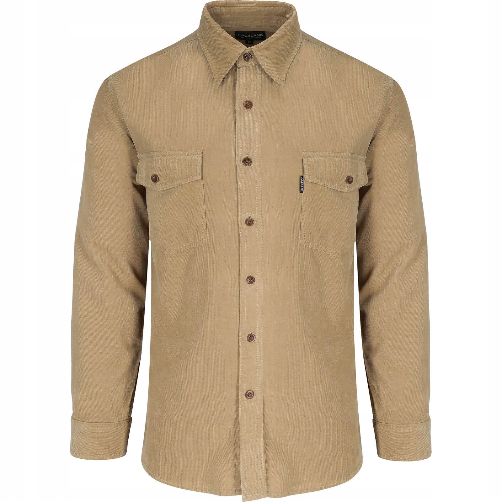 Męska Koszula Sztruksowa Dwie Kieszenie Beżowa Dockland M_klatka_116