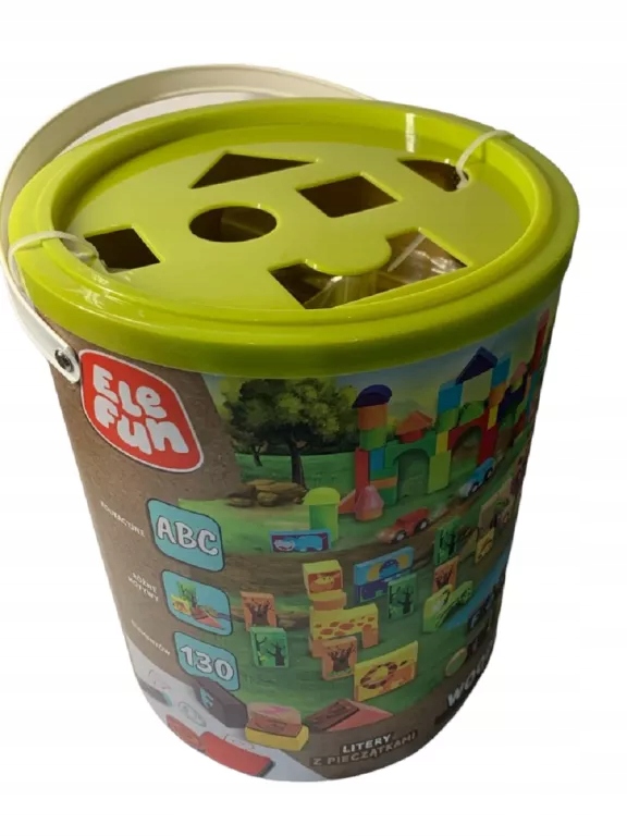 Elefun DREWNIANE KLOCKI LITERY Z PIECZĄTKAMI SAFARI Wiek dziecka 3 lata +