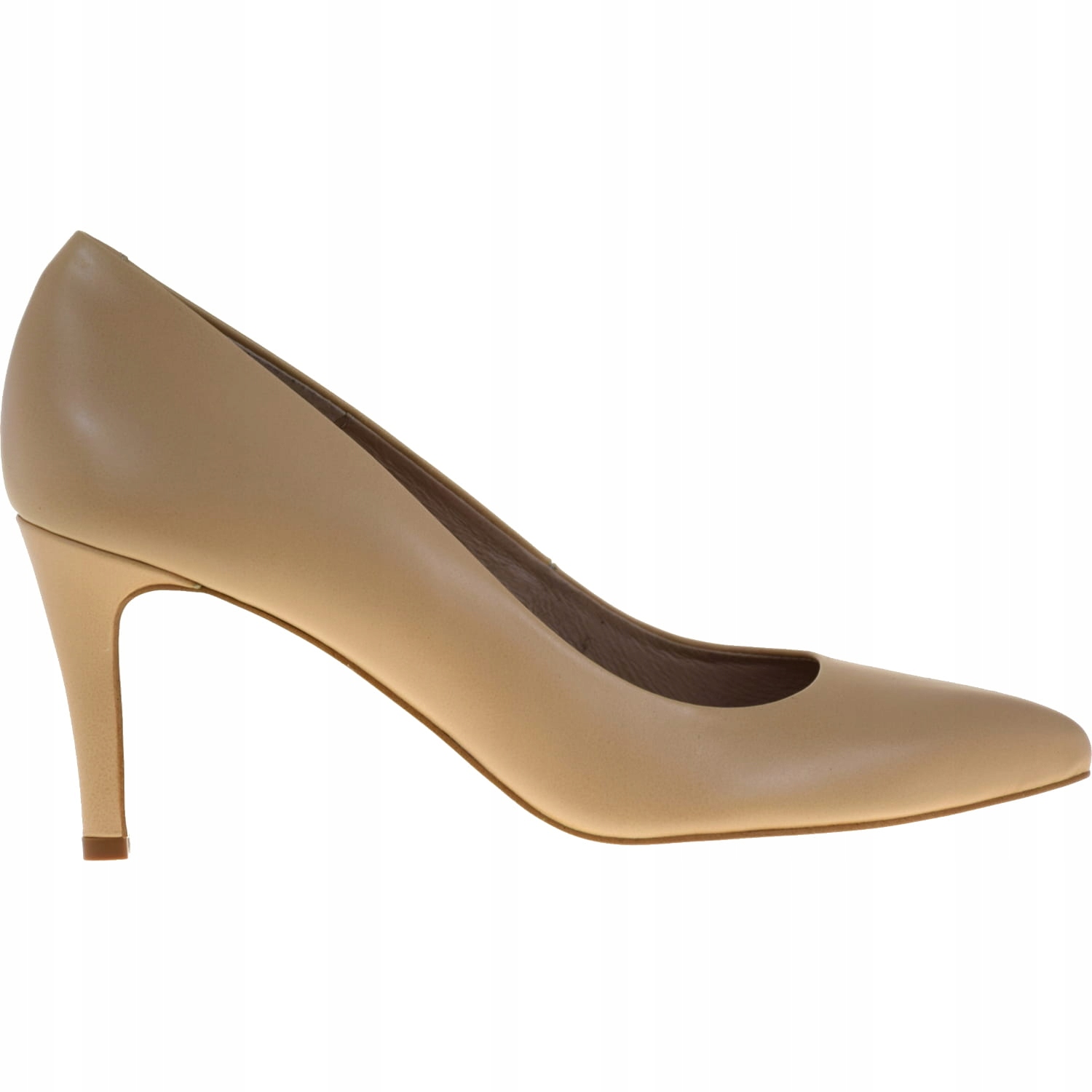 Elegantní Dámské Kožené Lodičky Na Podpatku Bravomoda 1454 Béžové VEL.39