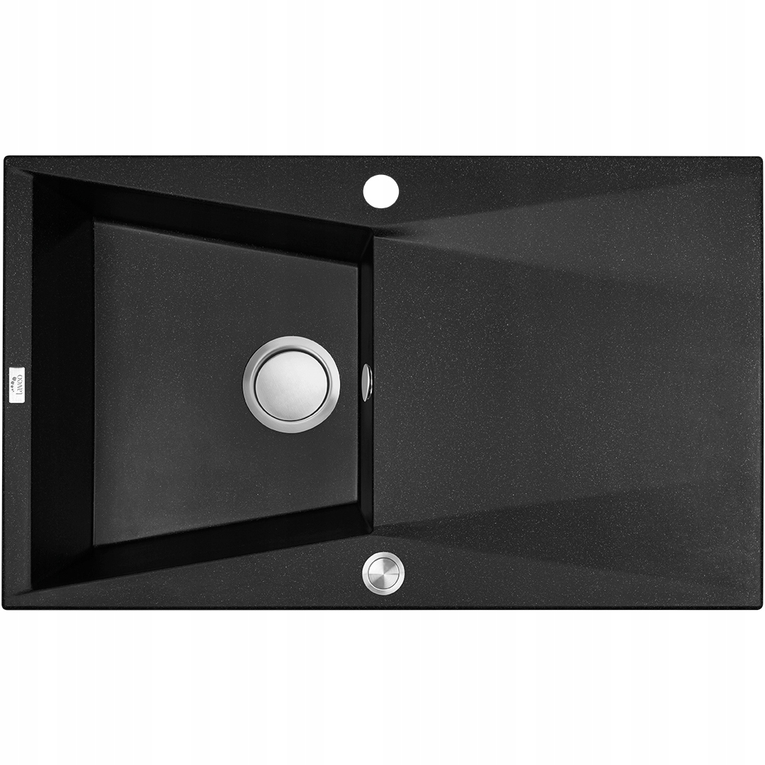 Granitový dřez Grenada Černý 1 komora s odkapávačem, 780 x 480 mm