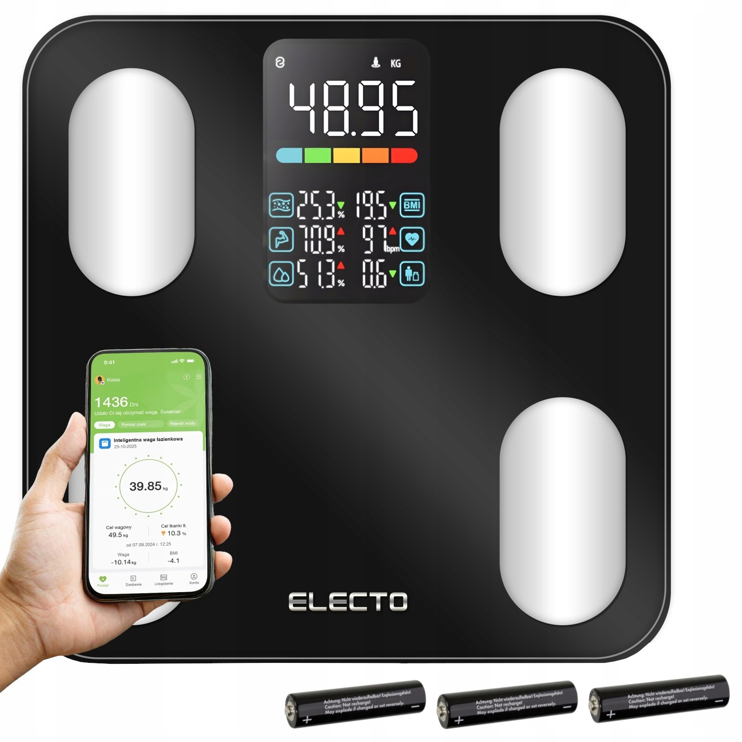 Waga łazienkowa elektroniczna smart Bmi do 226kg Electo Daily