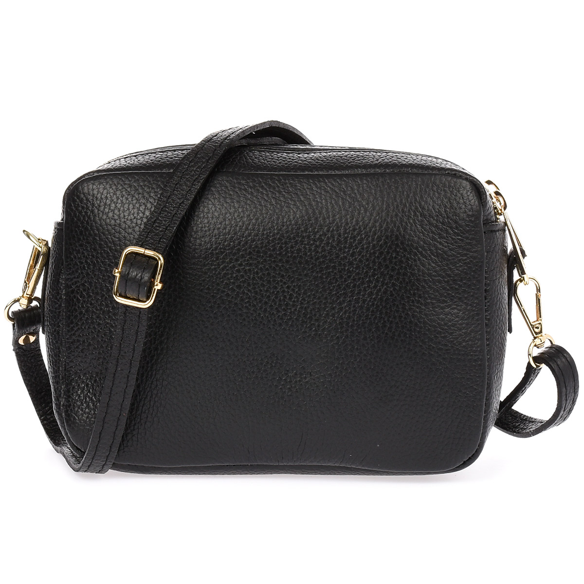 Kožená dámská kabelka přes rameno prostorná, zlatá, dvoukomorová Vera Pelle