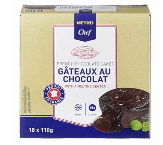 Metro Chef Fondant Čokoládové sušenky mražené 18 kusů 1,98 kg