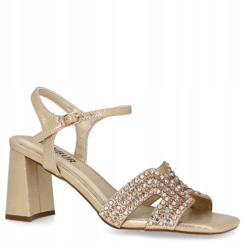 Lesklé sandály na podpatku Menbur 24745 Zlaté 38