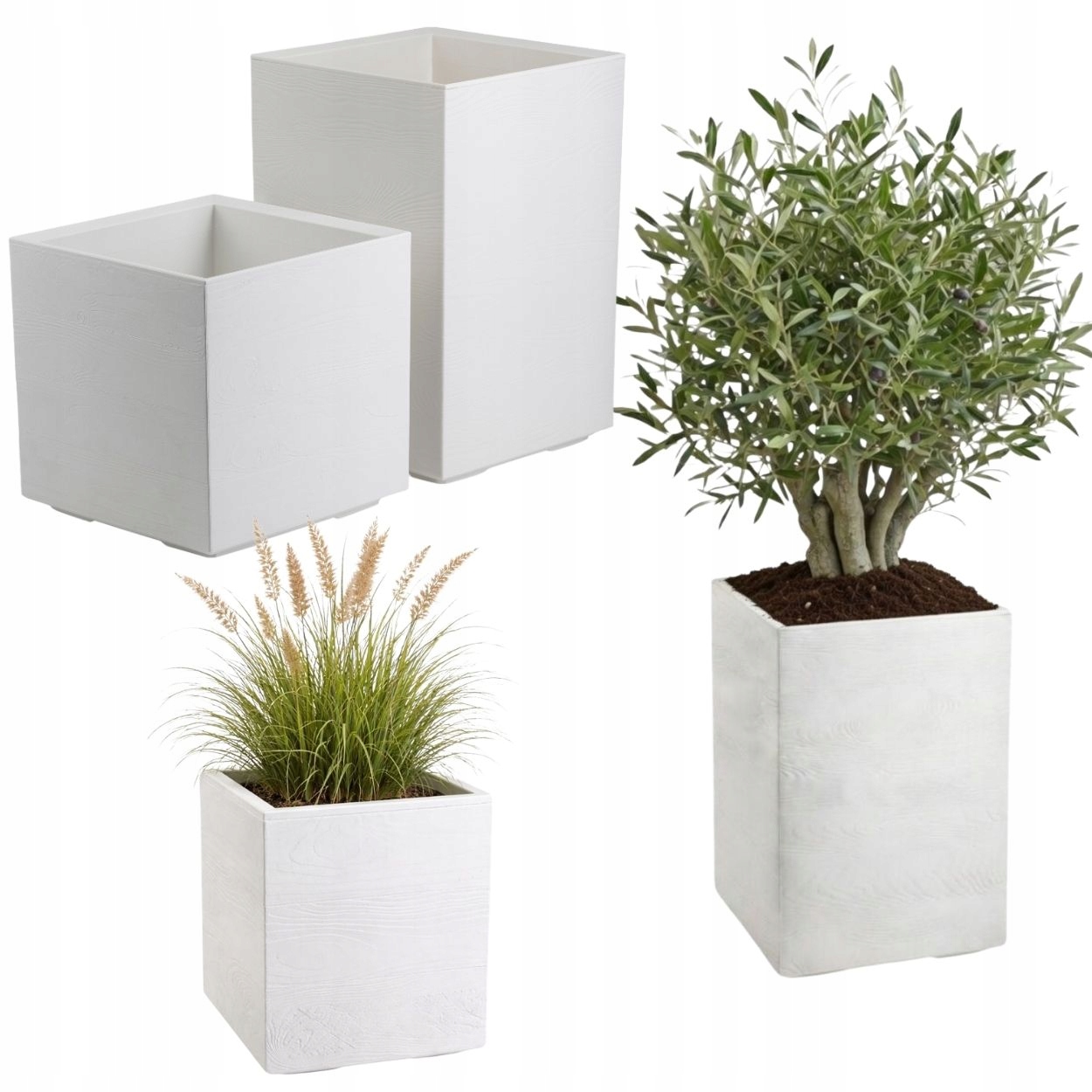 Set Kvetináčov Na Kolieskach do záhrady na kvety, terasu, imitácia béžového betónu