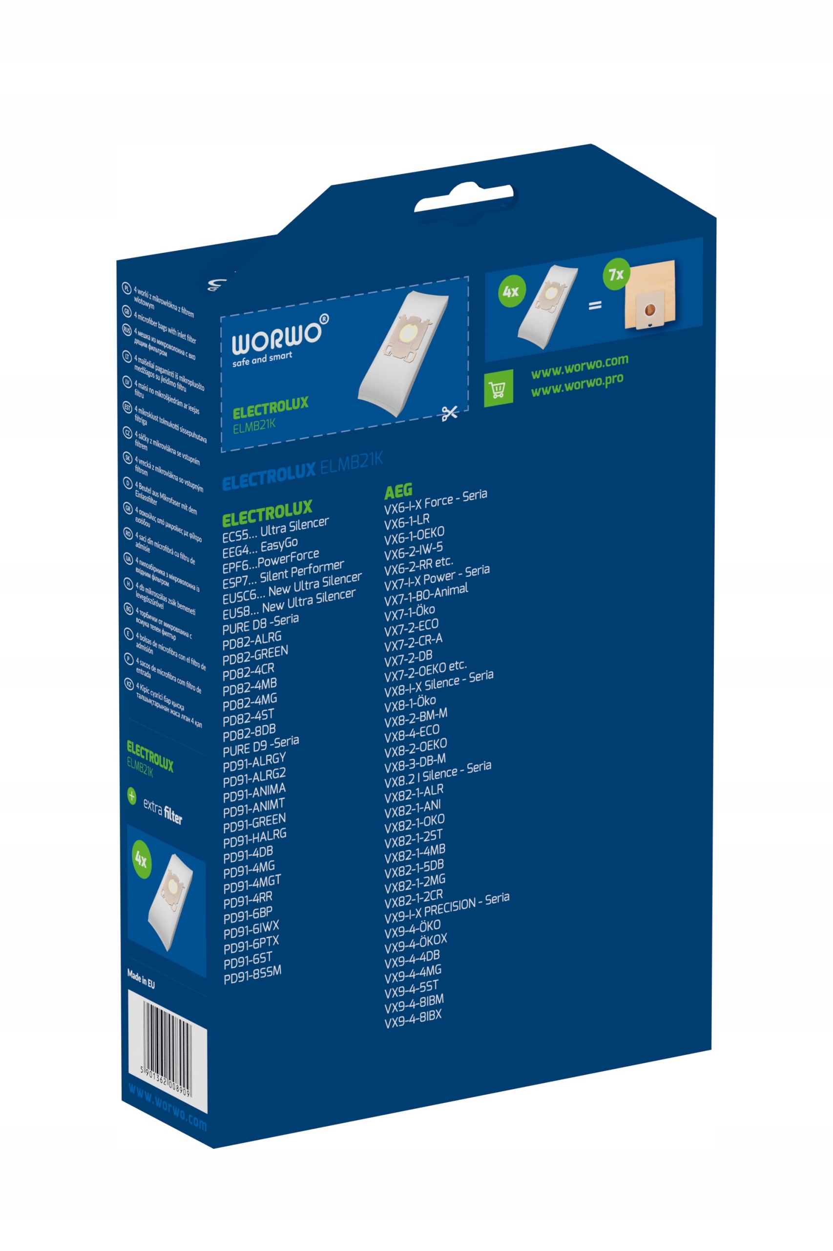 4 X WORKI DO ELECTROLUX Pure D82-4MG Silence Model ELMB21X4