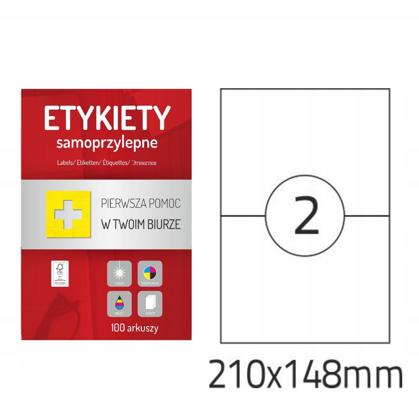 

Etykiety samoprzylepne A4 100 arkuszy 210 x 148