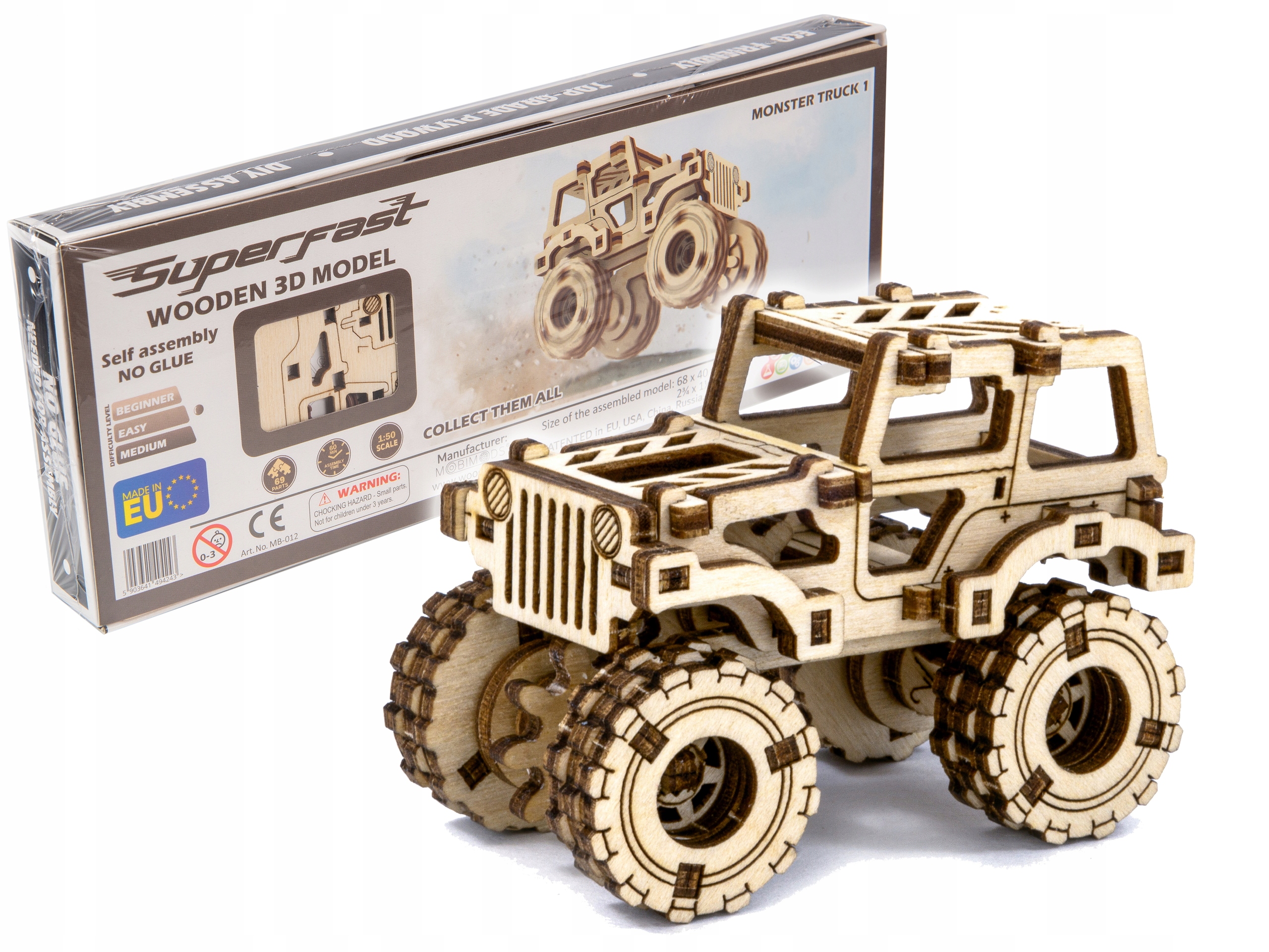 

Puzzle 3D Mechaniczny Samochód Monster Truck 1