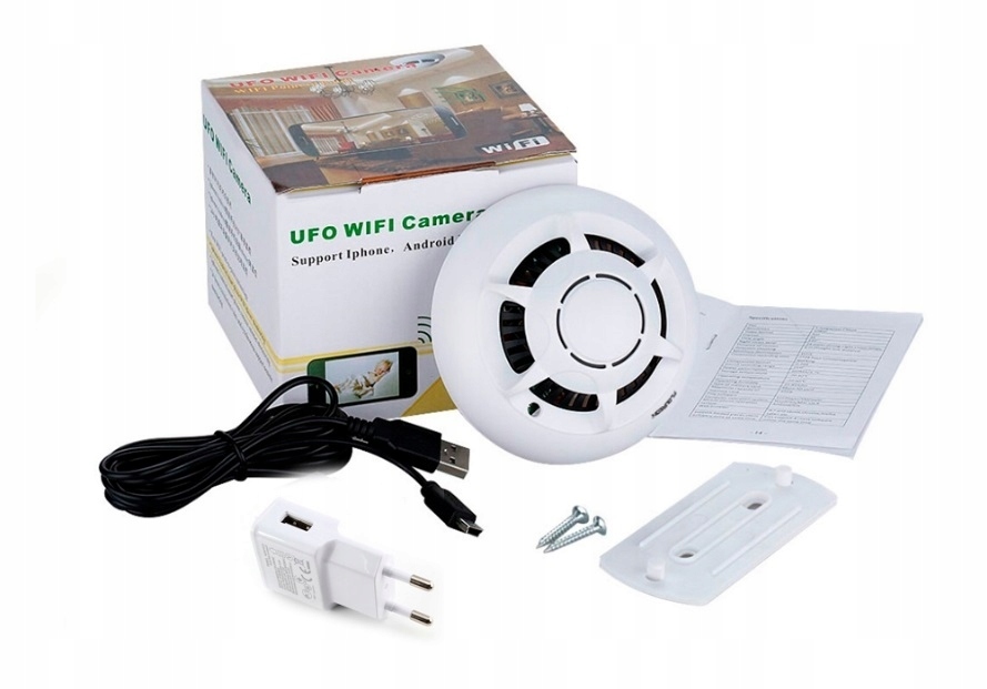 CZUJNIK DYMU UKRYTA KAMERA IP HD WIFI Android SPY Model 960P