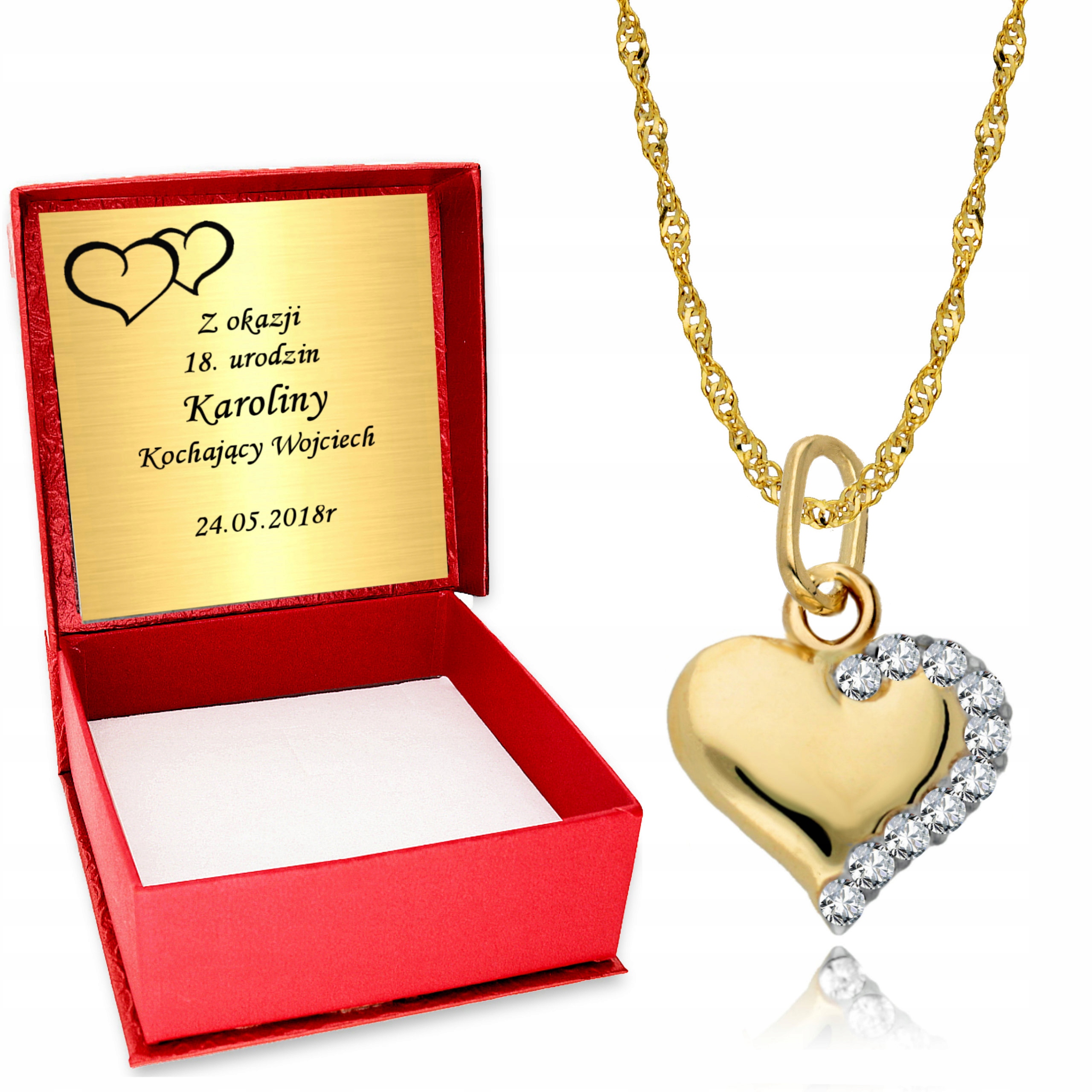 

Złoty Łańcuszek Serce Serduszko Grawer