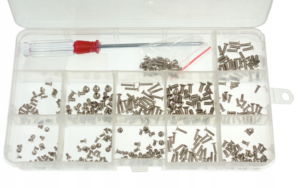 Zestaw śrubek stożkowych M2 M2,5 M3 pudełko 360szt