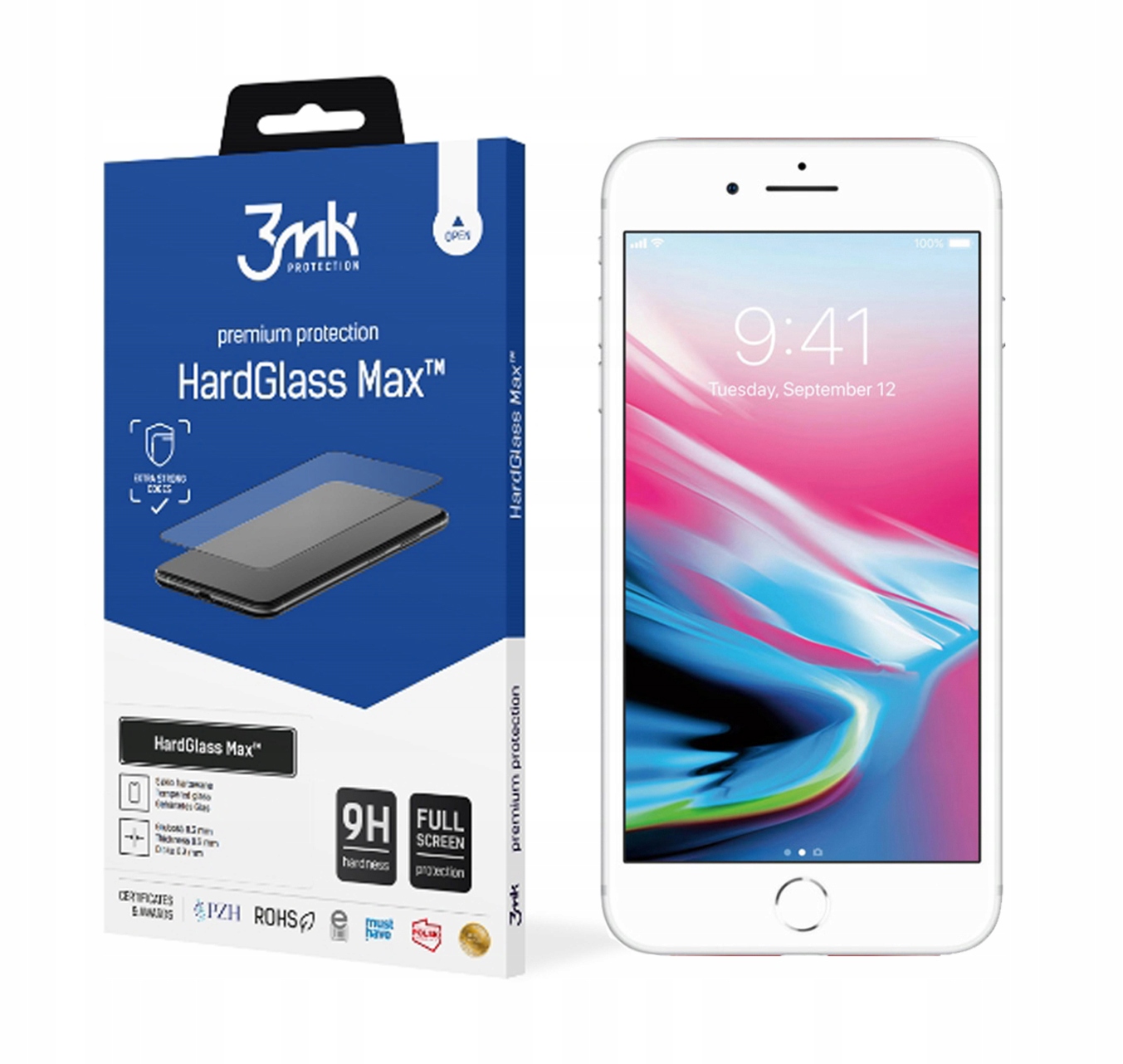 

HardGlass Max 3MK do Apple iPhone 8 Plus Biały
