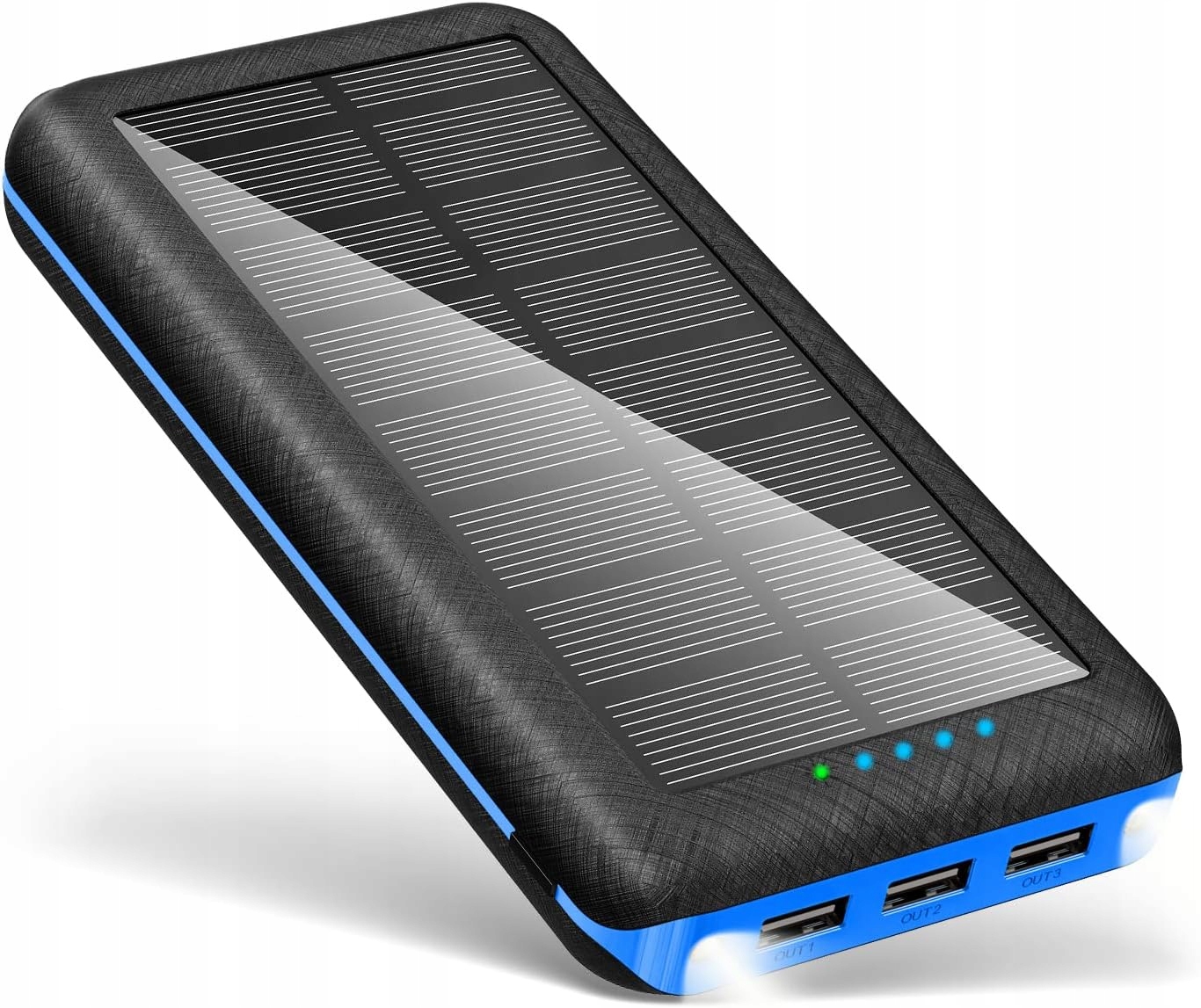 Psooo solárna powerbanka 30000 mAh s 3 Usb výstupmi a baterkou