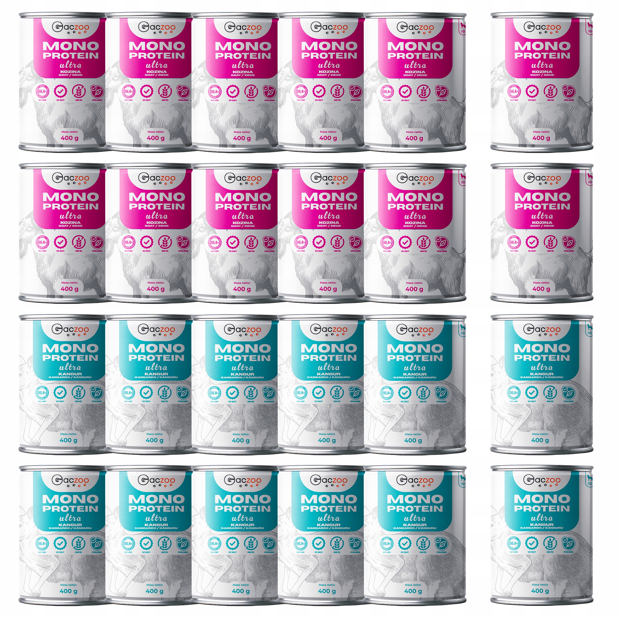 Levně Gaczoo Mono Protein Ultra monoproteinové krmivo pro mokré psy mix chutí 24 x 400 g
