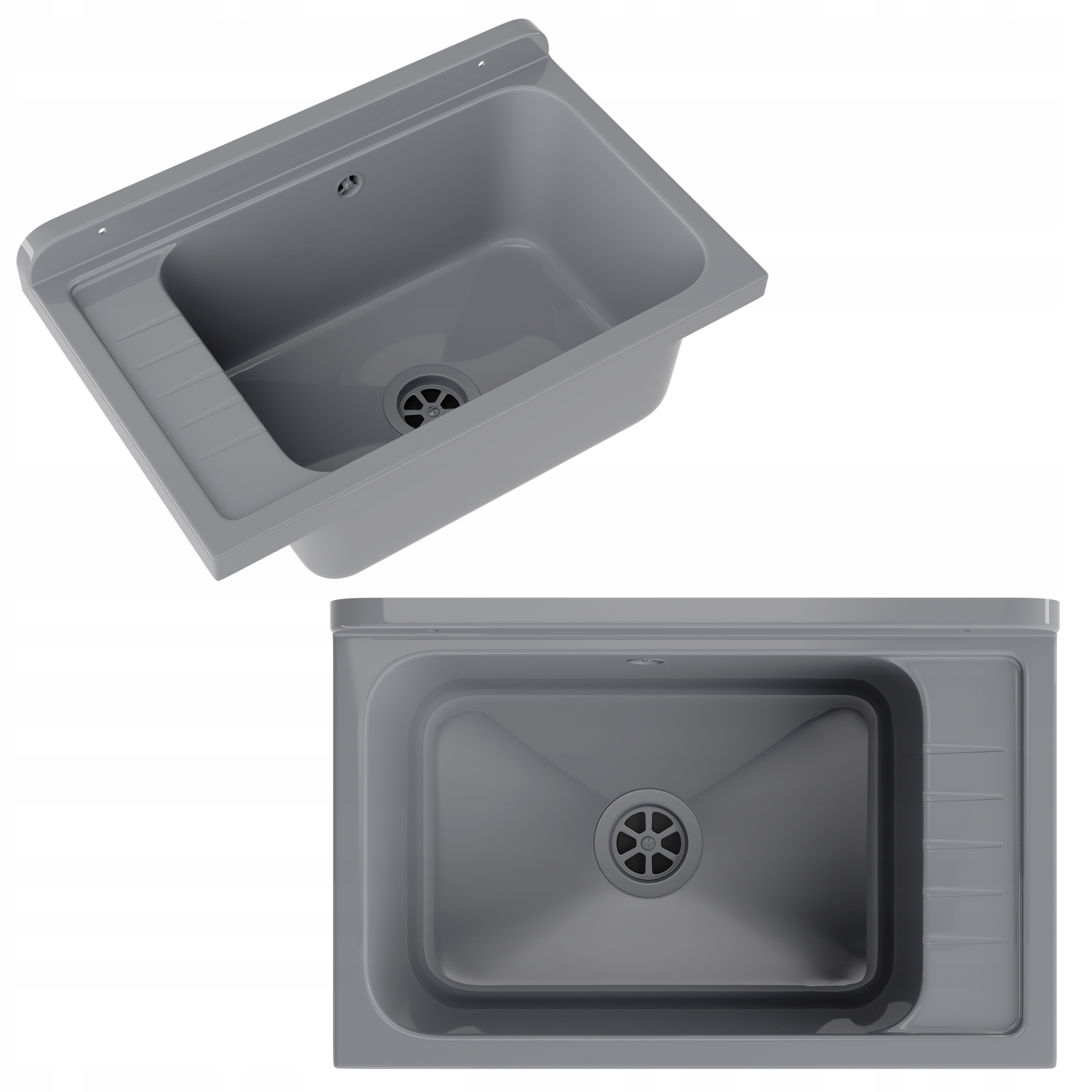Technický Dřez Monza Šedá Pracovní Komora Prádelna Garáž 58,4 cm x 38 cm