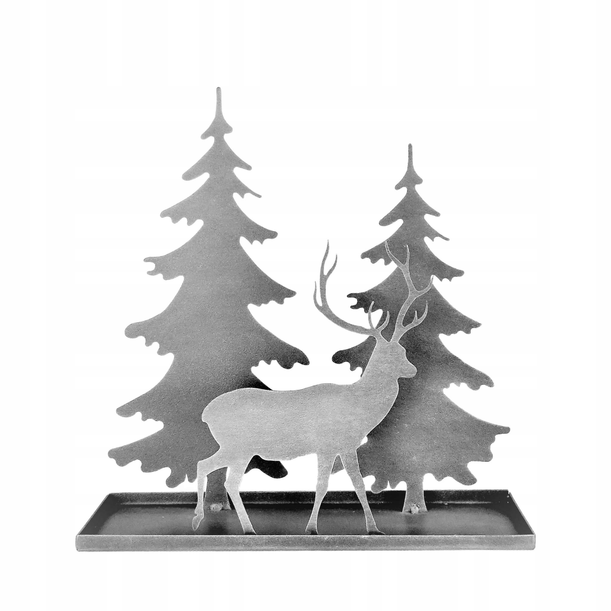 Krásná Ozdoba Dekorace stolu Vánoční svícen Zimní les antracit