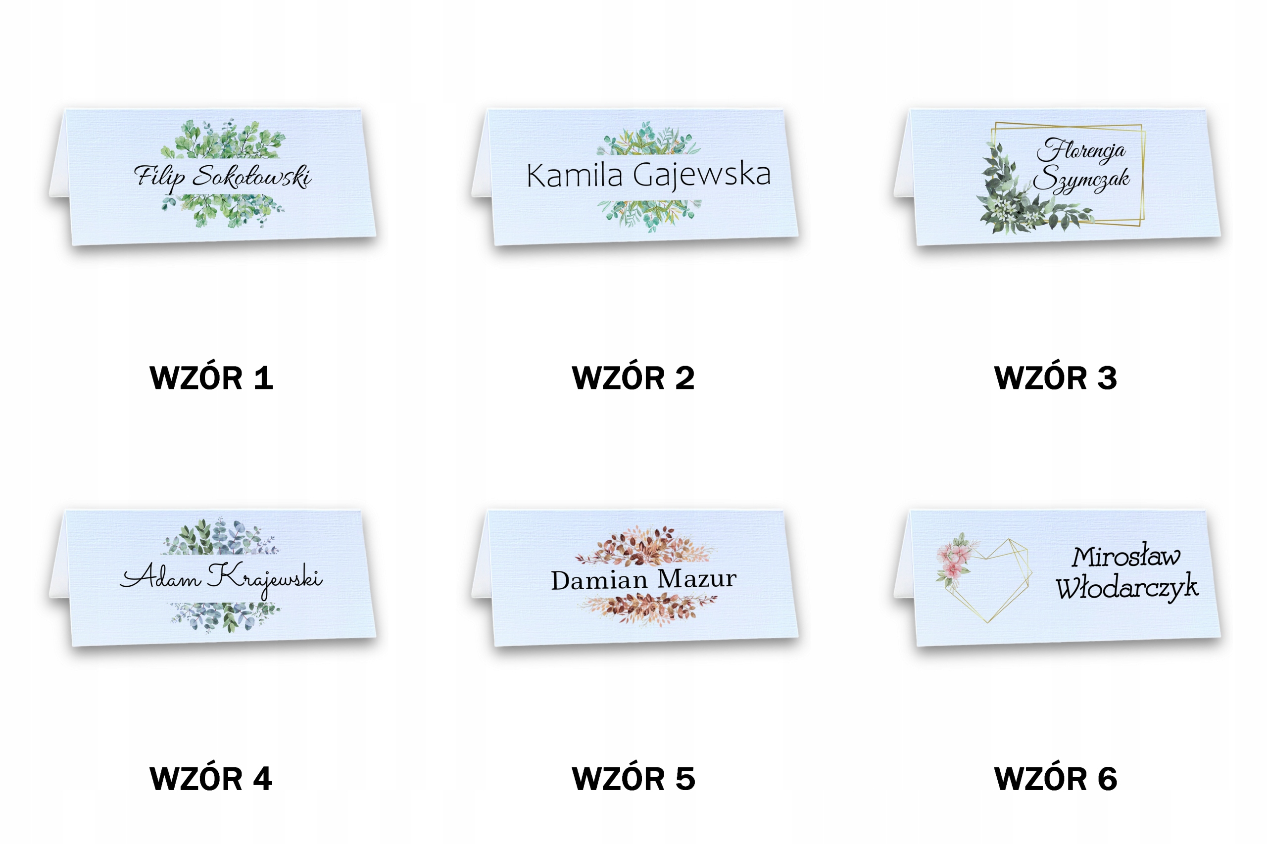 WINIETKI NA WESELE NA ŚLUB BIAŁE ŚLUBNE 6 SZTUK WIZYTÓWKI NA STÓŁ ŚLUBNE Liczba sztuk w ofercie 1 szt.
