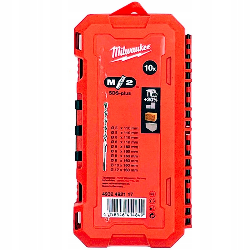 Zestaw Wierteł Do Betonu MX2 5-12mm SDS-Plus 10szt Milwaukee 4932492117